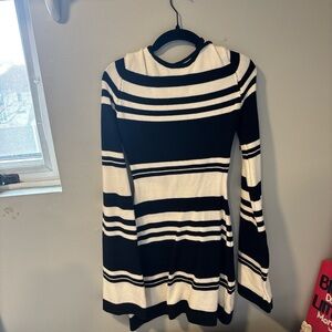 black and white backless dress